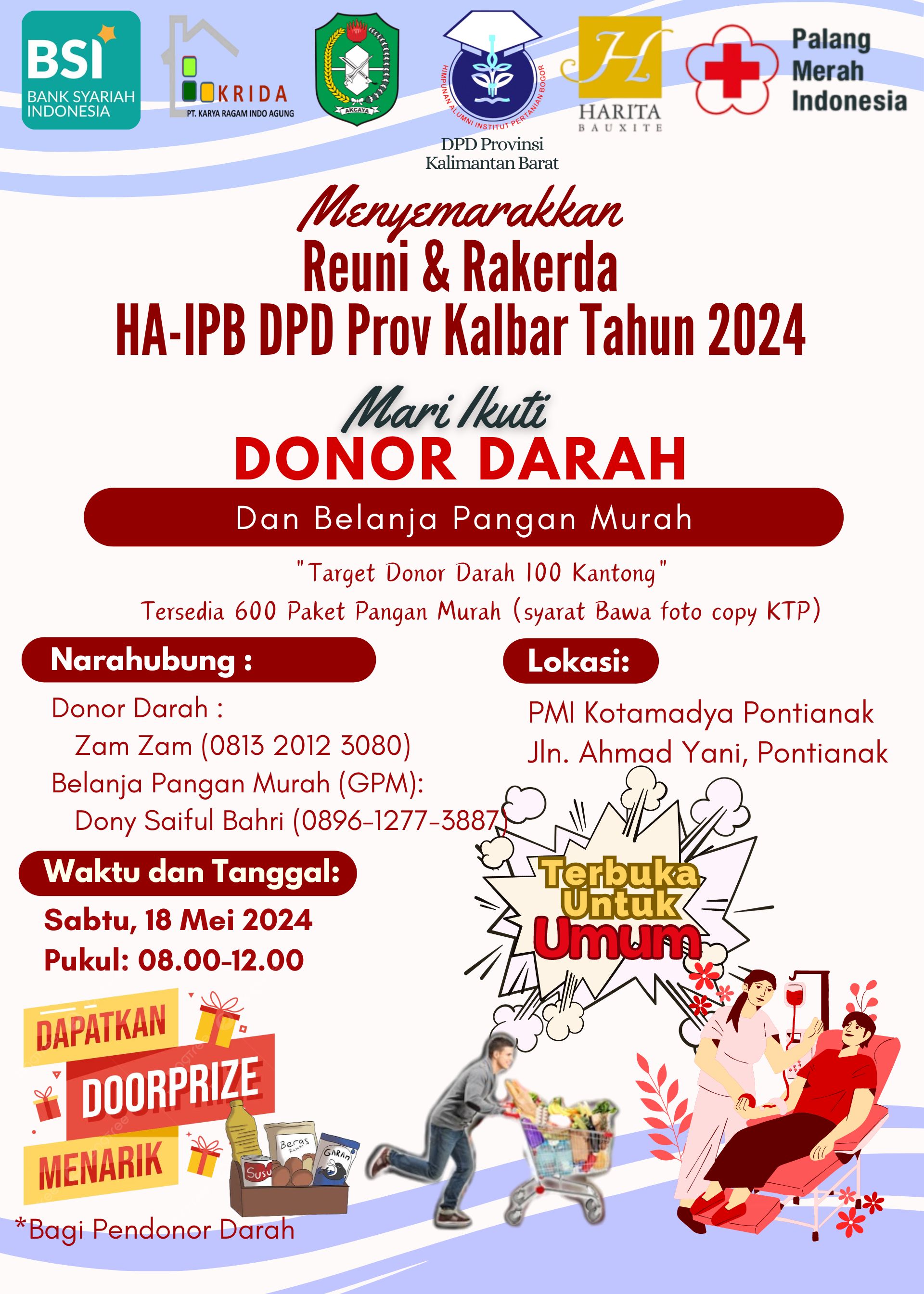 Reuni & Rakorda HA-IPB DPD Provinsi Kalbar Tahun 2024: Aksi Sosial Donor Darah dan Belanja Pangan Murah