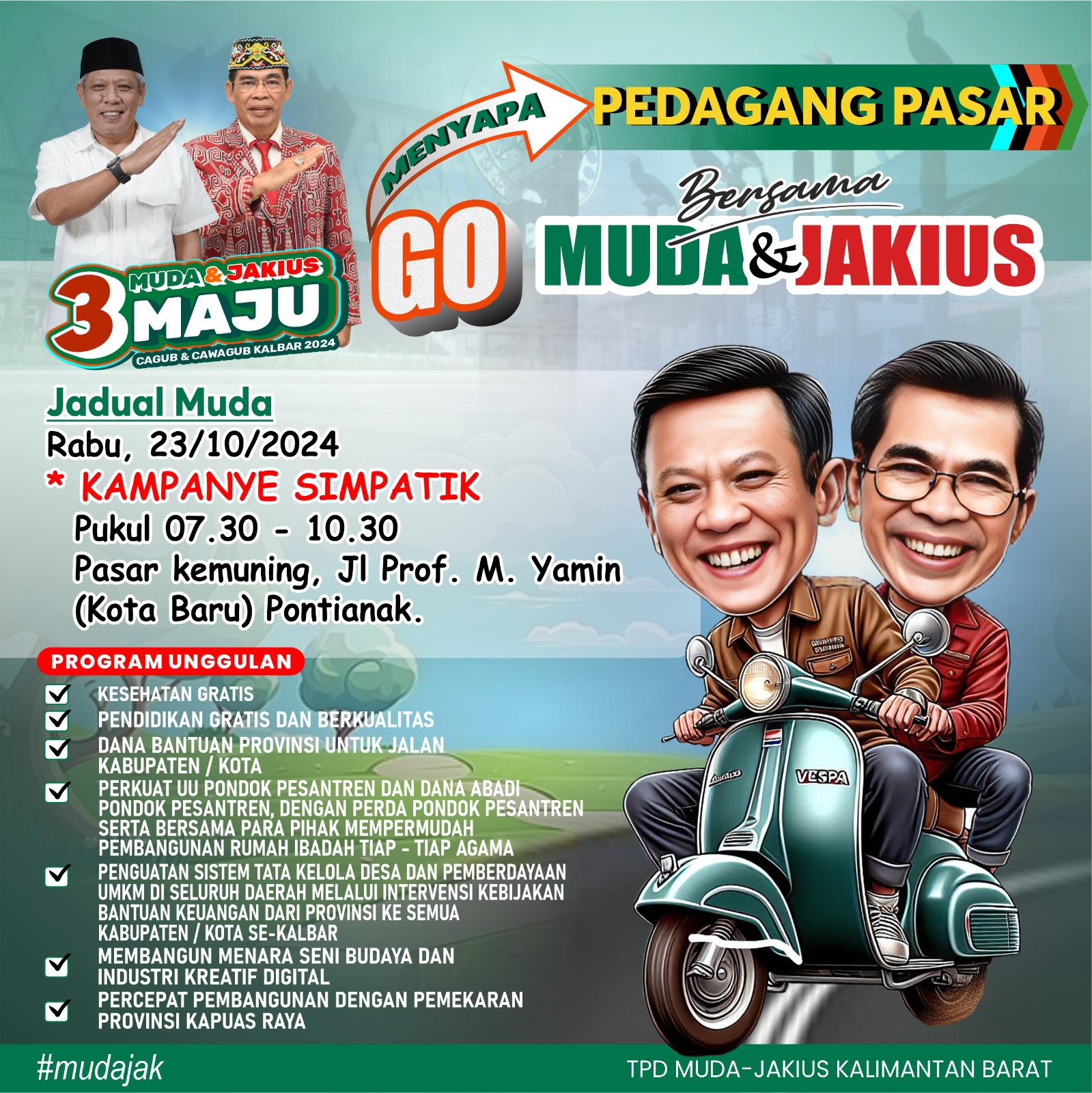 Muda-Jakius Menyapa Pedagang Pasar di Pontianak dalam Kampanye Simpatik, Ini Jadwal dan Lokasinya!