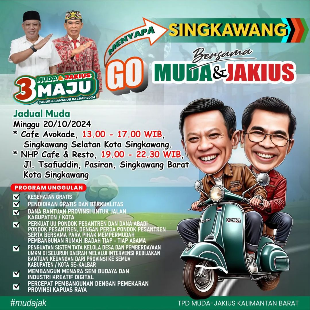 Muda-Jakius Menyapa Warga Singkawang, Ini Lokasi dan Jadwal Kampanyenya!