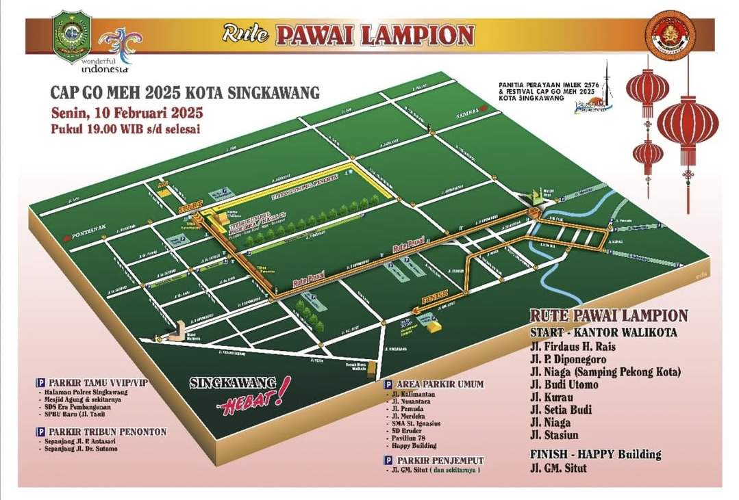 Pawai Lampion Singkawang Siap Digelar Malam Ini, Berikut Rutenya!