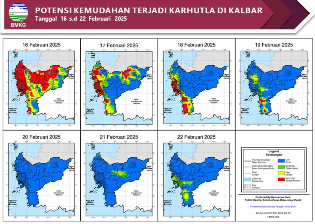 BMKG Rilis Potensi Karhutla di Kalimantan Barat Seminggu ke Depan, 16 - 22 Februari 2025