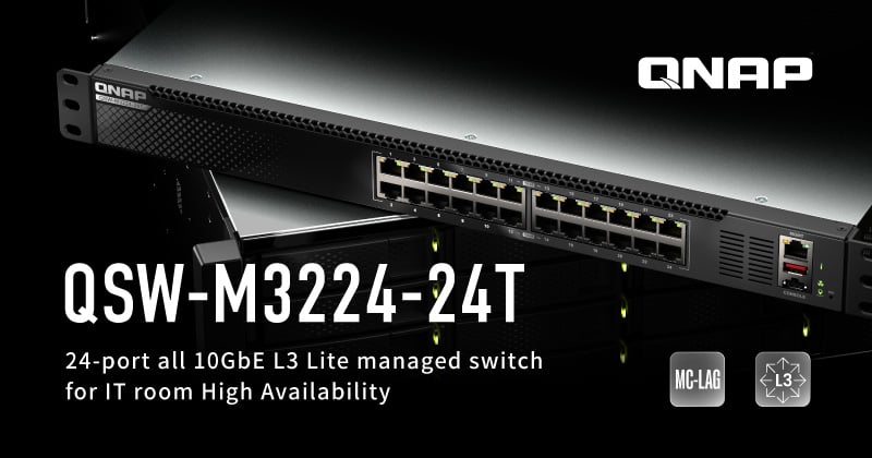 QNAP Memperkenalkan QSW-M3224-24T Managed Switch 24-Port 10GbE L3 1U berkinerja tinggi