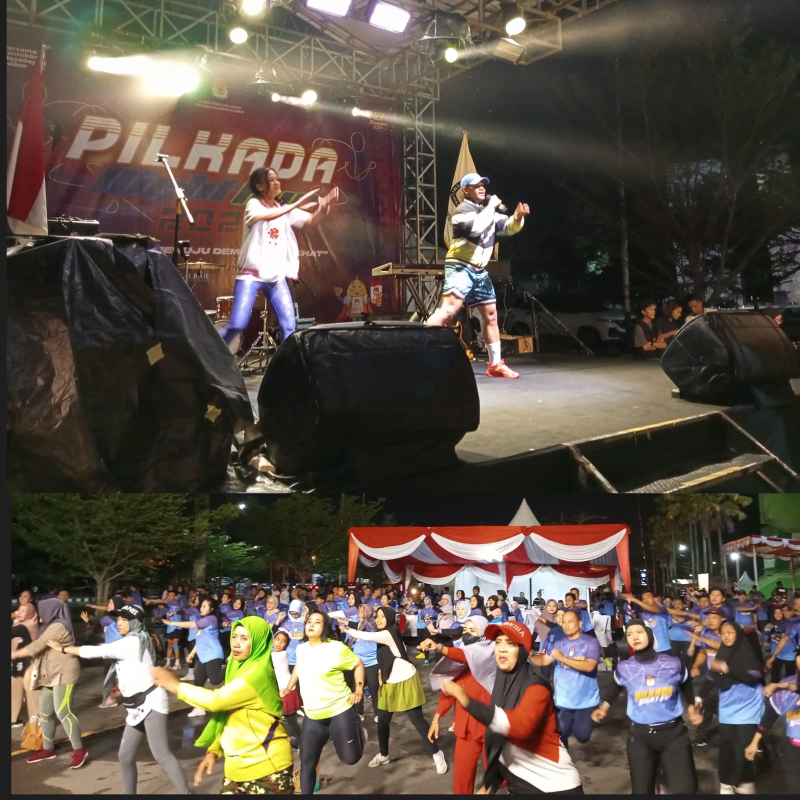 Meriah! Pilkada Night Run 2024 KPU Kalbar Dibuka dengan Zumba Bareng Ratusan Warga di GOR Pangsuma