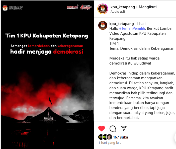 Inspiratif, Tim 1 KPU Ketapang Usung Demokrasi dalam Keberagaman dalam Lomba Video Agustusan