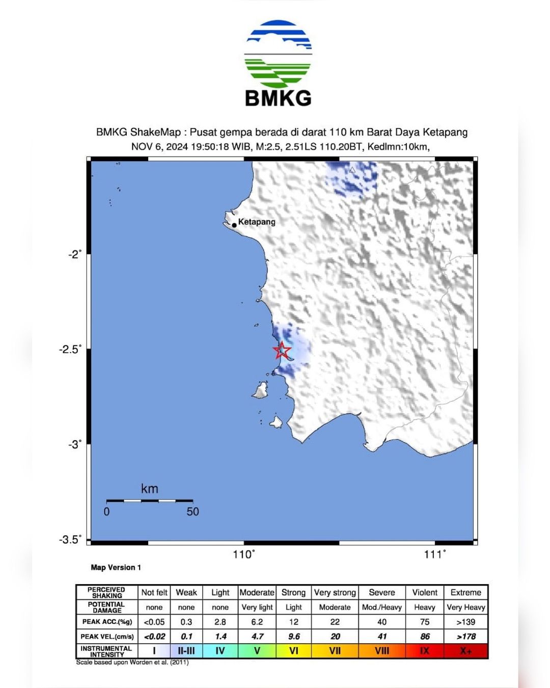 Gempa Tektonik Magnitudo Guncang Wilayah Kabupaten Ketapang