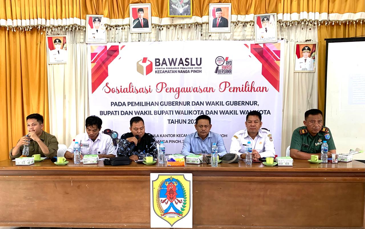 Hadirkan Mantan Ketua KPU Melawi, Panwascam Nanga Pinoh Gelar Sosialisasi Pengawasan Pilkada 2024