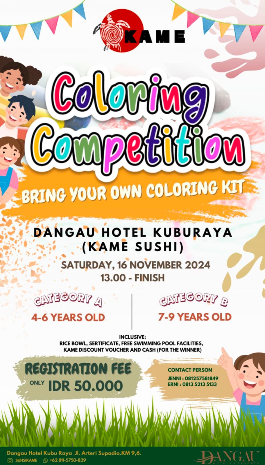 Lomba Mewarnai dari Kame Sushi di Dangau Hotel, Ajak Anak Asah Kreativitas dan Menangkan Hadiah Menarik!