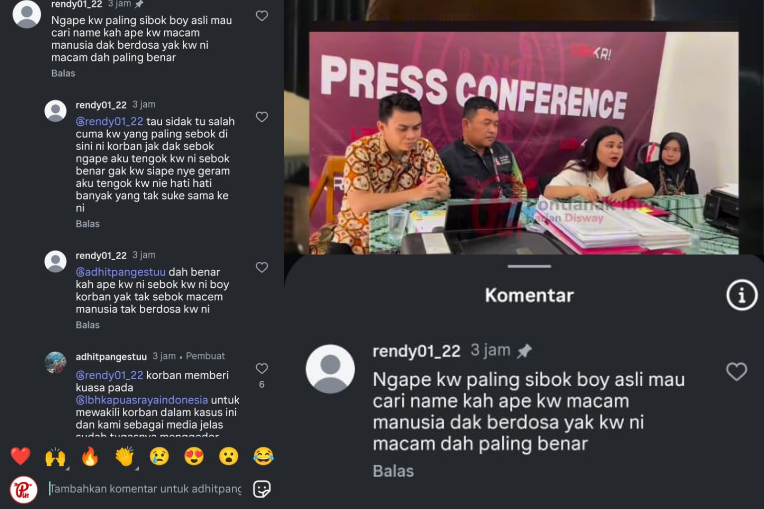 Akun Fake Serang Media dan Kuasa Hukum, Diduga Terafiliasi dengan Tersangka