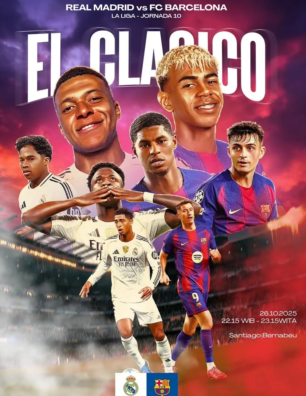 Link Live Streaming Real Madrid vs Barcelona, Minggu 26 Oktober 2025 pukul 22.15 WIB