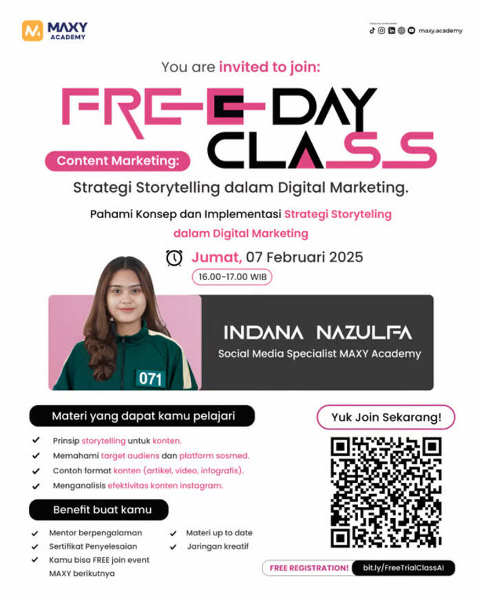 MAXY Academy Gelar Free Day Class: Strategi Storytelling dalam Digital Marketing Bersama Indana Nazulfa