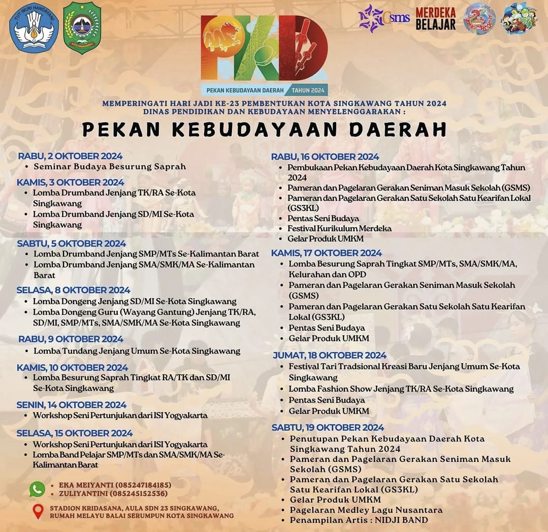 Disdikbud Singkawang Gelar Pekan Kebudayaan Daerah, Berikut Jadwal Lengkapnya!