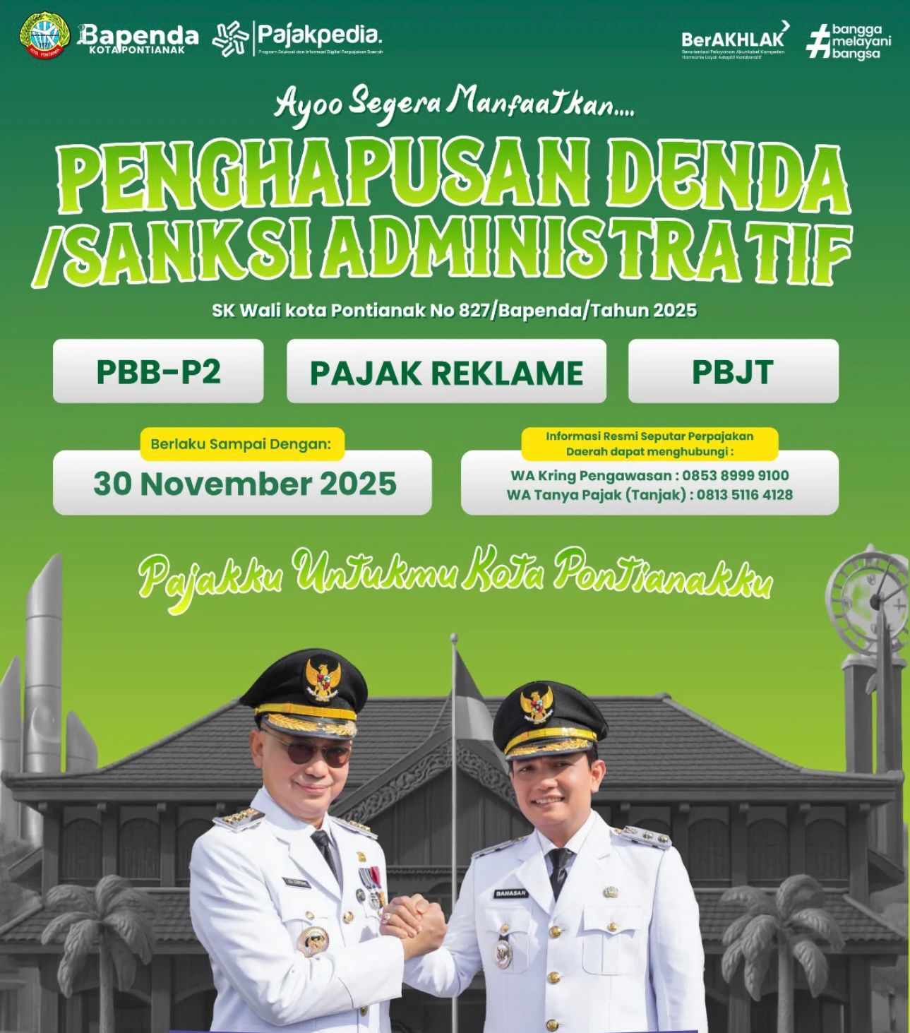 Pemkot Pontianak Hapus Denda dan Sanksi Pajak Daerah hingga 30 November 2025