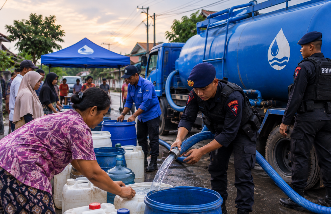 PDAM Pontianak dan Satbrimob Polda Kalbar Distribusikan Air Bersih di Tiga Tempat, Ini Jadwal dan Lokasinya