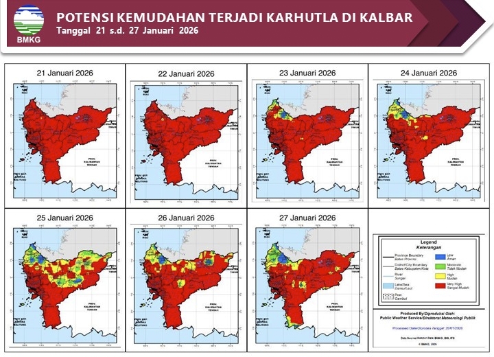 BMKG Kalbar Rilis Peringatan Potensi Karhutla 21–27 Januari 2026