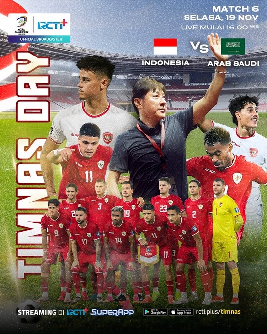 Cara Nonton Live Streaming Timnas Indonesia vs Arab Saudi di Kualifikasi Piala Dunia 2026