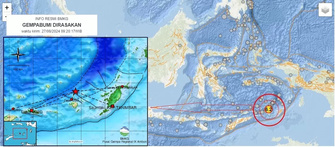 Gempa M 6,2 Guncang Tanimbar, Kerusakan Dilaporkan Terjadi di Beberapa Wilayah