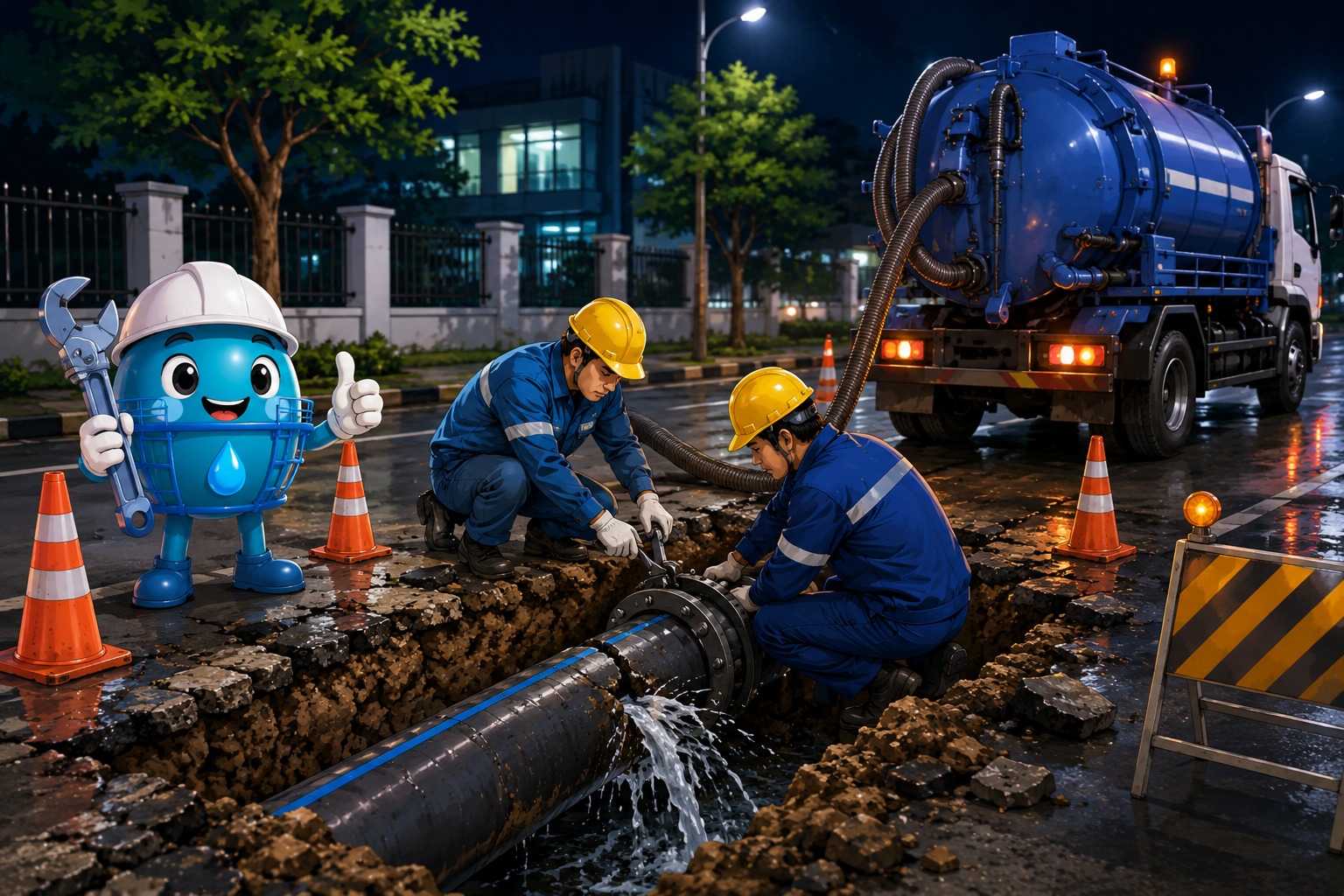 Perbaikan Pipa Bocor PVC 600 MM di Jalan Perdana Masih Berlangsung, Sejumlah Wilayah Terdampak