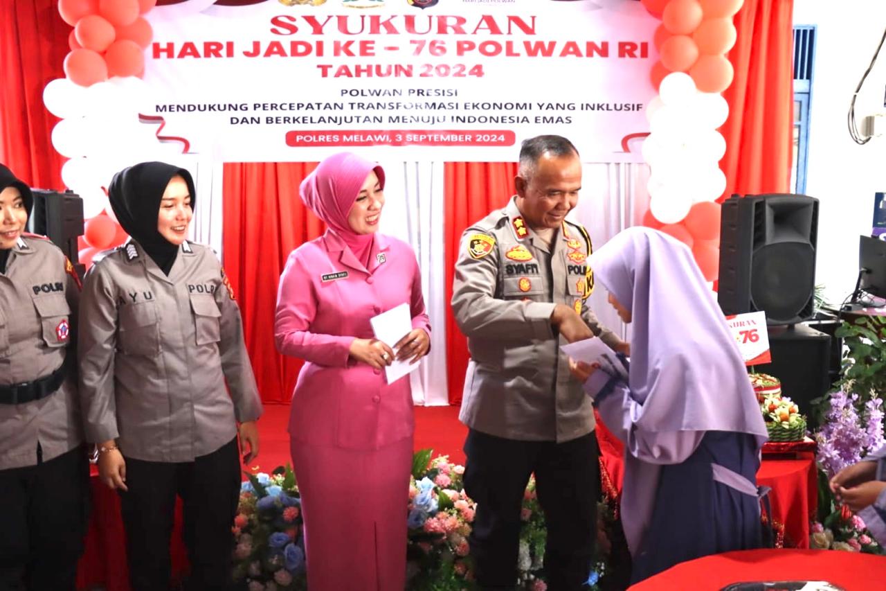 Dalam Rangka Syukuran HUT Polwan ke-76, Polres Melawi Berbagi Tali Kasih pada Anak Yatim Piatu dan Ponpes