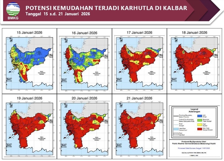 BMKG Kalbar Rilis Peringatan Potensi Karhutla 15–21 Januari 2026