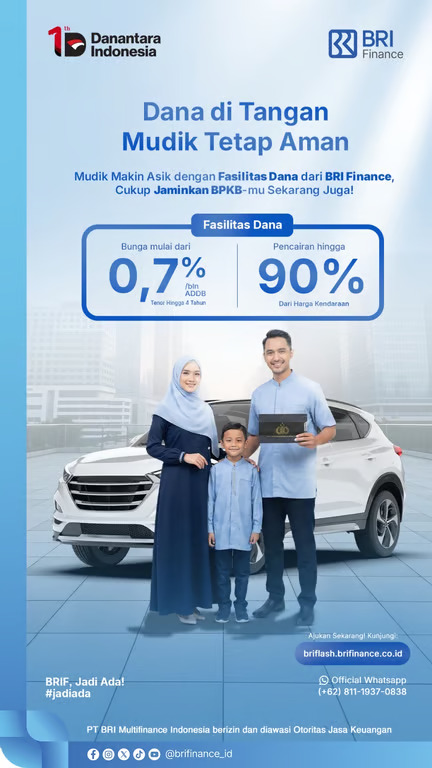 Mudik Tanpa Cemas Soal Biaya, BRI Finance Siapkan Dana Tunai Aman