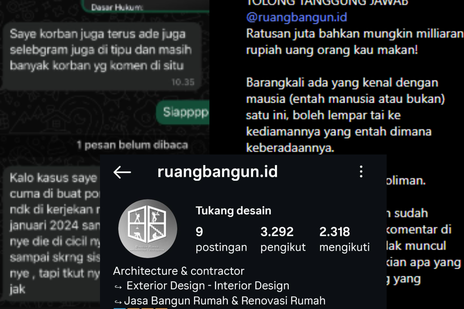 Bangun Rumah, Malah Ditinggal Roboh: Dugaan Penipuan oleh Akun Ruangbangun.id Mencuat