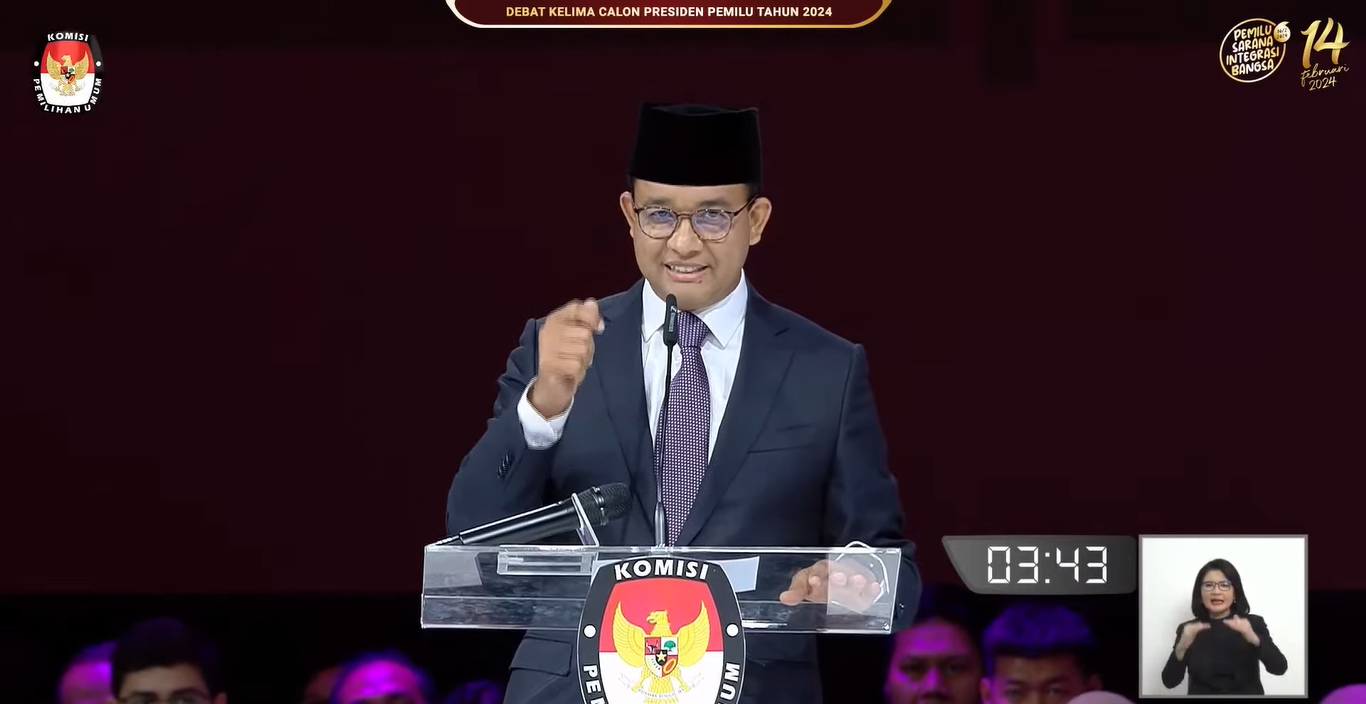 Visi misi program anies saat debat capres terakhir: bukan memberikan bansos untuk kepentingan yang memberikan 