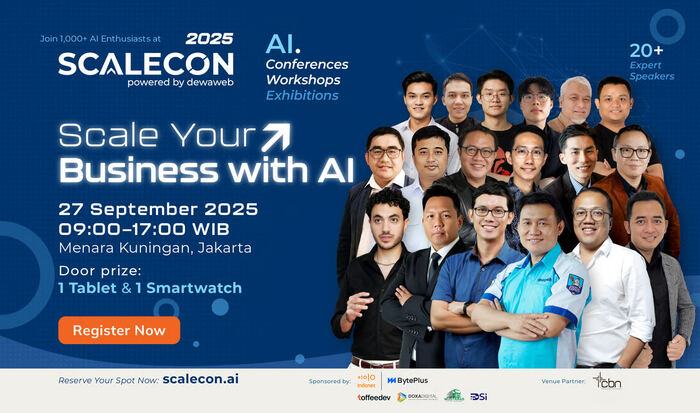 Bisnis Tanpa AI Akan Tertinggal. Dewaweb Hadirkan SCALECON Untuk Solusi Nyata Transformasi Bisnis di Era AI.