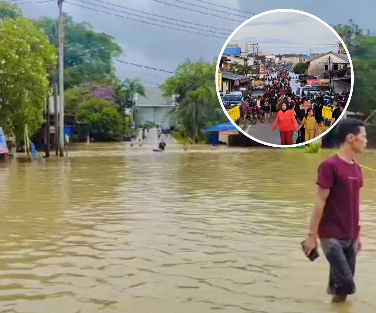 Banjir Terbesar dalam 20 Tahun Melanda Ngabang, Akses Jembatan Baru Landak Putus