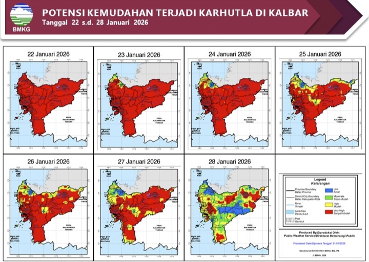 BMKG Kalbar Rilis Peringatan Potensi Karhutla 22–28 Januari 2026