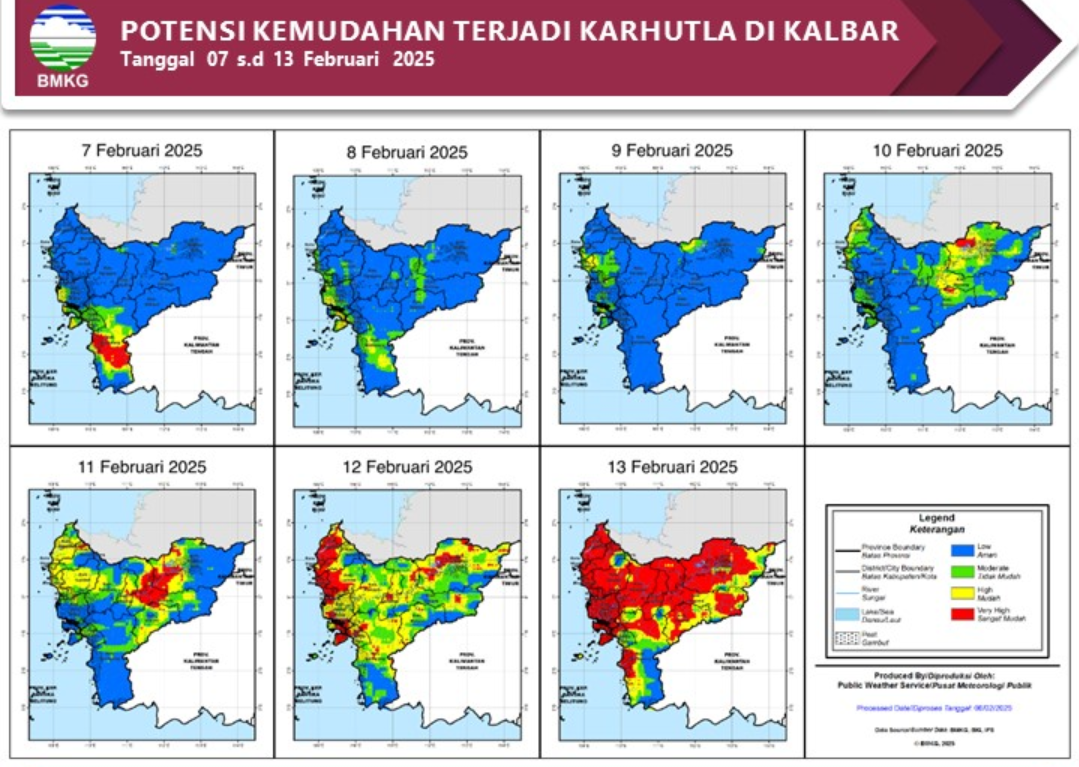 BMKG Rilis Potensi Karhutla di Kalimantan Barat Seminggu ke Depan, 7 - 13 Februari 2025