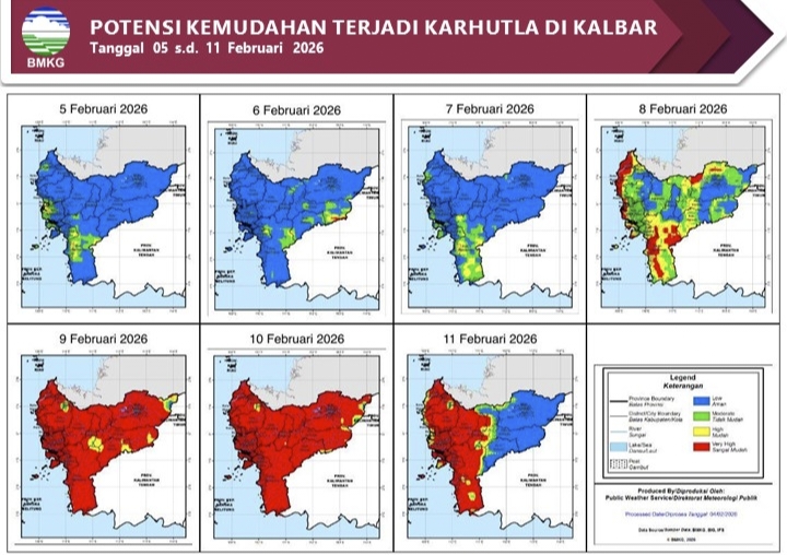 BMKG Kalbar Rilis Peringatan Potensi Karhutla 5–11 Februari 2026