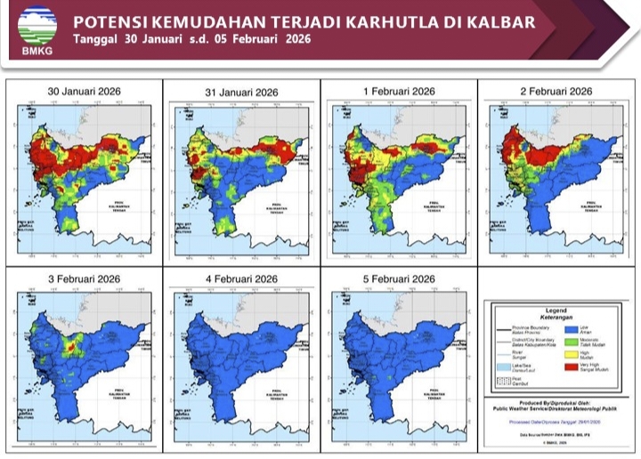 BMKG Kalbar Rilis Peringatan Potensi Karhutla 30 Januari–5 Februari 2026