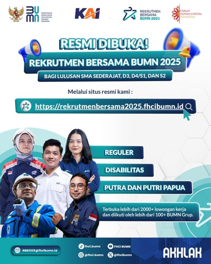 KAI Buka Peluang Berkarier di Rekrutmen Bersama BUMN 2025, Wujudkan SDM Unggul