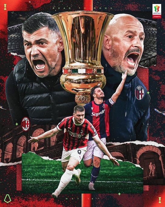 Head to Head AC Milan vs Bologna Jelang Final Coppa Italia 2025, Rossoneri Unggul Tipis