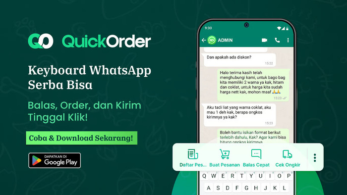 Tenang sekarang ada “QuickOrder”, Aplikasi Keyboard Pengganti Selly yang Bisa Bantu Seller UMKM Makin Satset J