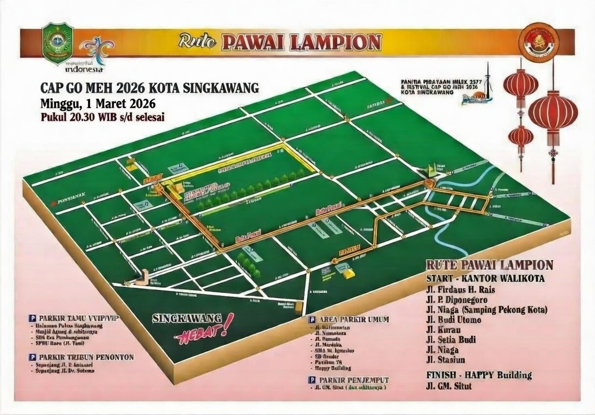 Jadwal dan Rute Pawai Lampion Cap Go Meh Singkawang 2026