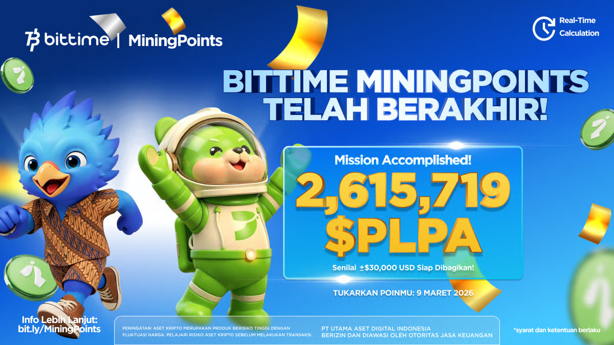Bittime Mining Points Resmi Berakhir, Volume Perdagangan Naik Lebih dari 50%