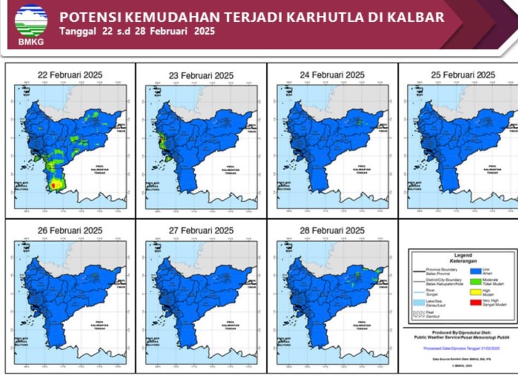 BMKG Rilis Potensi Karhutla di Kalimantan Barat Seminggu ke Depan, 22 - 28 Februari 2025