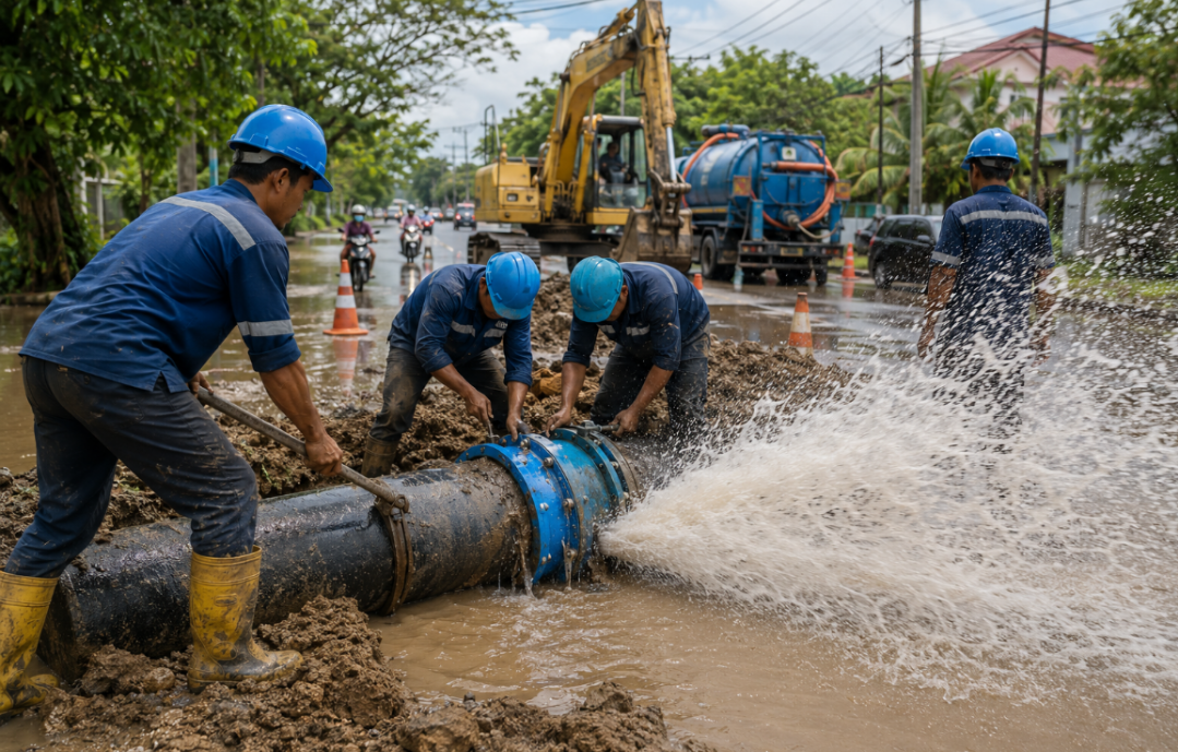 PDAM Pontianak Perbaiki Pipa PVC 500 mm pada 3 Agustus 2026, Ini Wilayah Terdampak