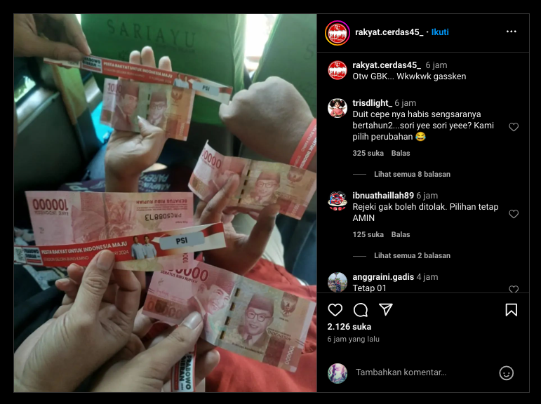 Diluar Nalar: Ketua DPD PSI Kota Pontianak Berterima Kasih atas Sogokan Money Politic yang Mengatasnamakan PSI