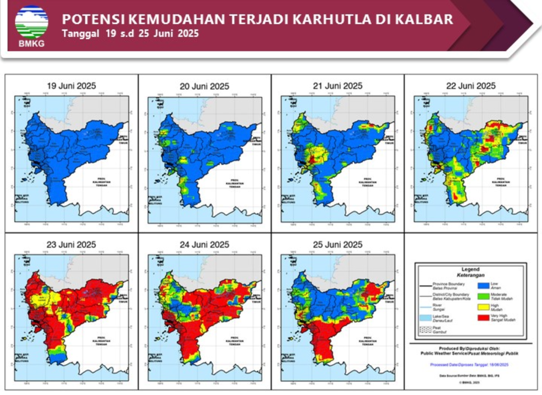 BMKG Rilis Potensi Karhutla di Kalimantan Barat Seminggu ke Depan, 19-25 Juni 2025