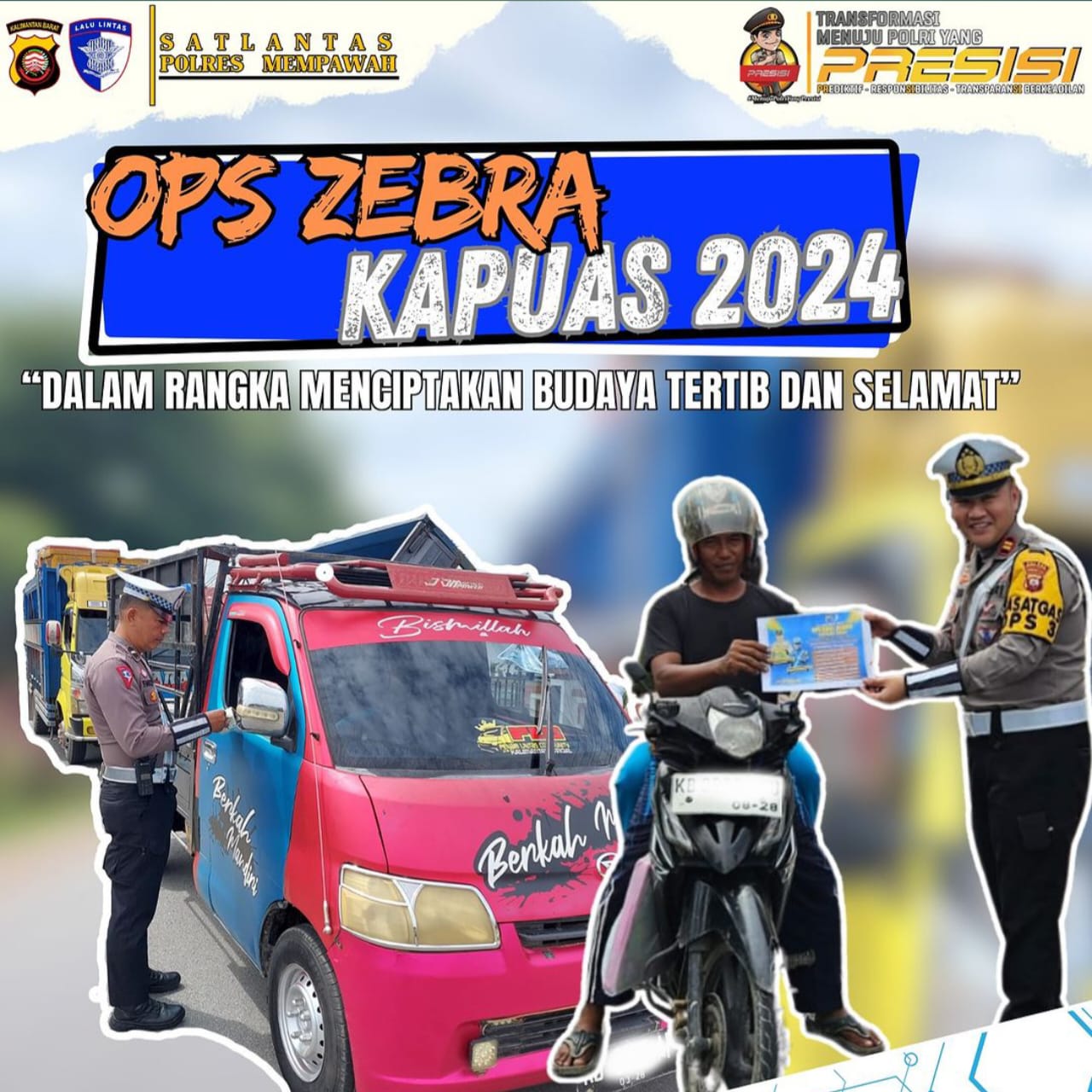 Polres Mempawah Luncurkan Sosialisasi Pembagian Brosur 8 Prioritas Pelanggaran OPS Zebra Kapuas 2024