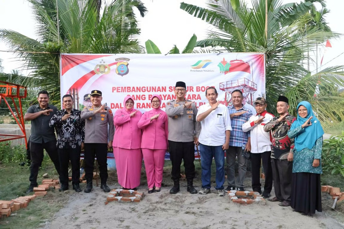 Holding Perkebunan Nusantara Perkuat Akses Air Bersih, PTPN IV PalmCo dan Polres Langkat Bangun Sumur Bor