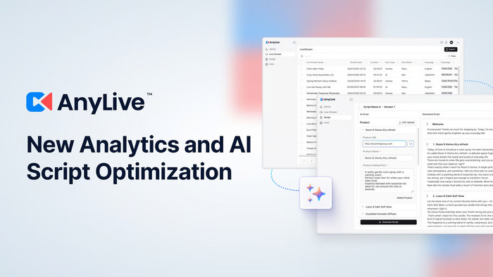 AnyMind Group menambahkan analitik live commerce dan kemampuan optimisasi skrip AI ke AnyLive