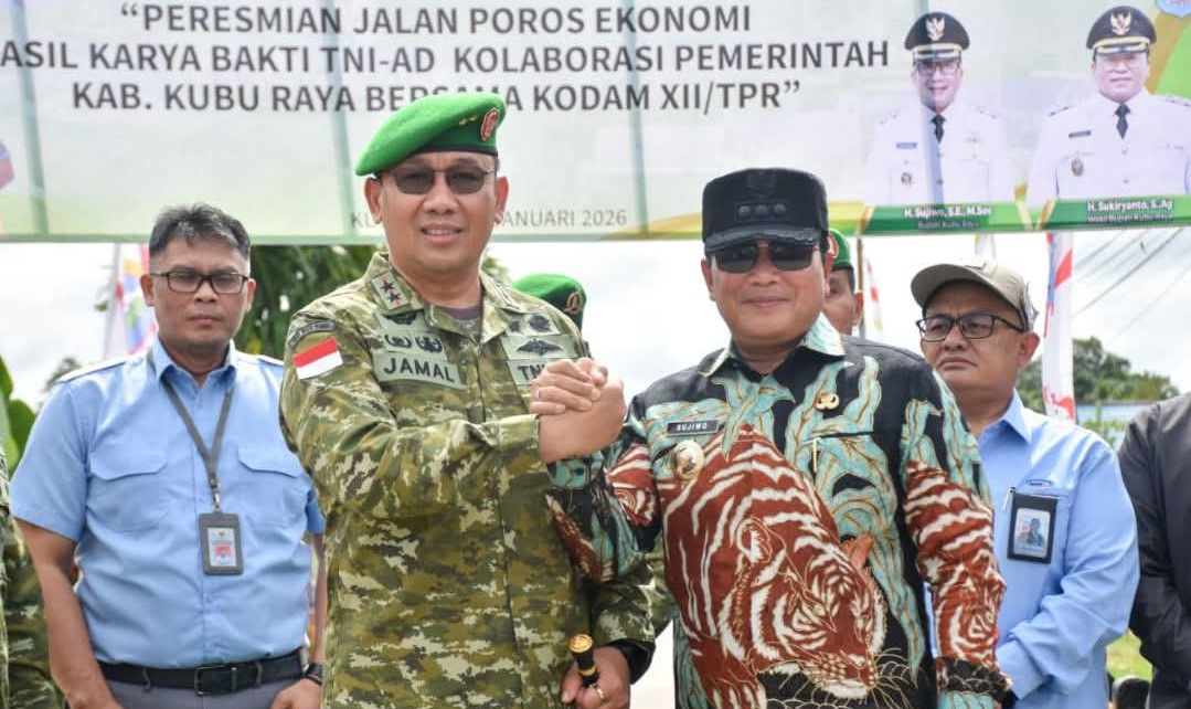 Kolaborasi Pemkab Kubu Raya dan TNI, Jalan Poros Ekonomi 3,5 Km Rampung Dibangun