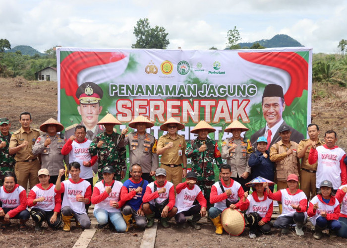 Dukung Ketahanan Pangan, Polsek Anjongan Gelar Penanaman Jagung Serentak Satu Juta Hektar di Desa Dema