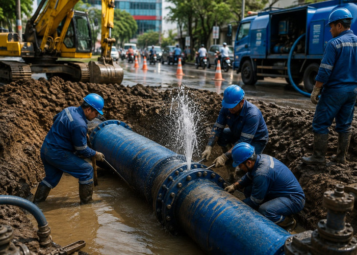 Perbaikan Pipa Bocor di Jalan Ayani, Sejumlah Wilayah Terdampak Gangguan Distribusi Air