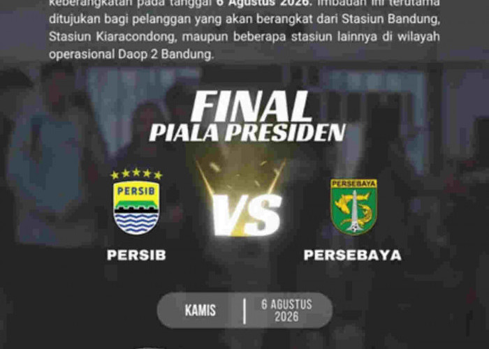 KAI Daop 2 Imbau Pelanggan Datang Lebih Awal Jelang Final Piala Presiden 2026