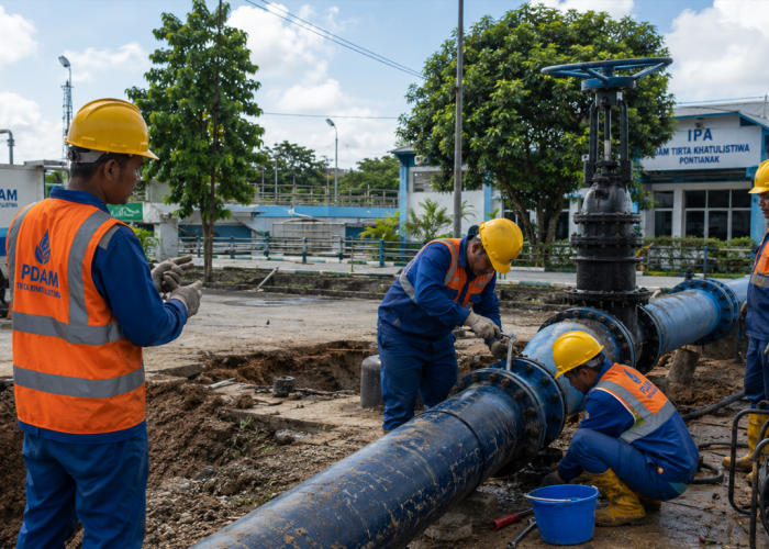 Distribusi Air Bersih di Kecamatan Pontianak Barat Terganggu, PDAM Tirta Khatulistiwa Lakukan Interkoneksi 