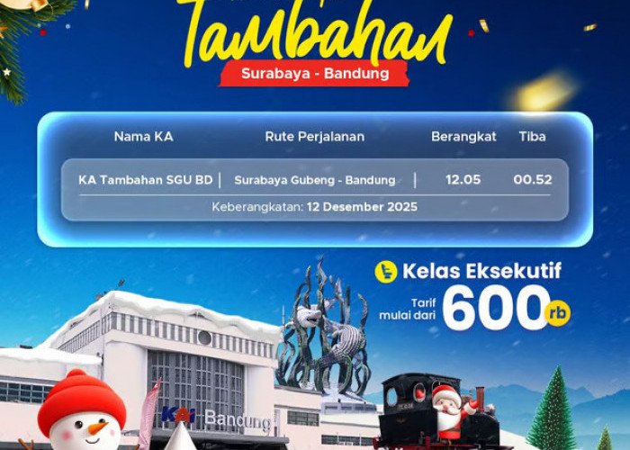 KAI Daop 8 Surabaya Operasikan Kereta Api Tambahan Surabaya–Bandung untuk Penuhi Kebutuhan Mobilitas 